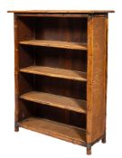 A late Victorian or Edwardian rattan and bamboo open bookcase,
