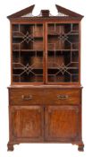 A George III mahogany and glazed secretaire bookcase, early 19th century,