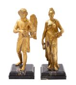 Two early 19th century ormolu figures depicting Cupid and possibly Flora,