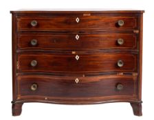 A George III mahogany and line inlaid serpentine front chest of drawers,