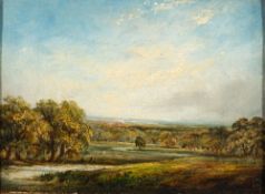 Circle of Edward Thomas Daniell (British, 1804-1842) River landscape oil on canvas 20 x 27cm.