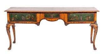 A walnut and japanned dresser in George II style,