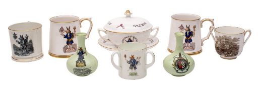 A group of Trusty Servant and Winchester College related ceramics,