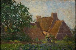 *James Bolivar Manson (British, 1879-1945) Breton Farm signed lower right oil on panel 19 x 28cm.