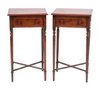 A pair of mahogany bedside tables in Regency style,