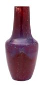 A large Ruskin high-fired vase, dated 1932 with tapering cylindrical neck,