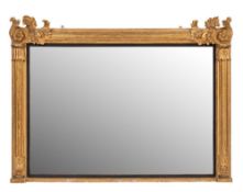 A George IV carved and giltwood framed overmantel mirror,