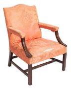 A mahogany and upholstered Gainsborough armchair in George III style,