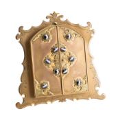 A Victorian ormolu and banded agate applied easel photograph frame;