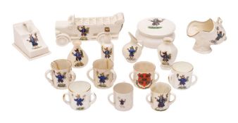 A collection of china Trusty Servant and Winchester College 'crested' wares,