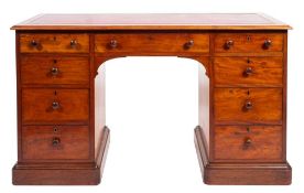 A Victorian mahogany pedestal desk in George III style,