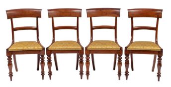 A harlequin set of ten Regency mahogany and upholstered dining chairs,