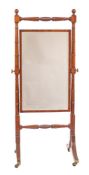 A Regency mahogany cheval mirror,