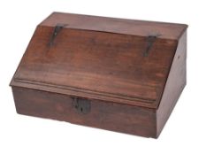 A William and Mary or Queen Anne oak Bible box or verger's desk, circa 1700; of rectangular form,
