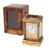 An Edwardian French brass carriage clock,