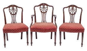 A set of six mahogany dining chairs in George III Hepplewhite style, circa 1900,: by S & H Jewell,