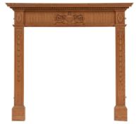 Two pine fire surrounds in Adam style, 20th century; both mantels with moulded edges,