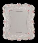 A Venetian marginal wall mirror, 20th century; of cartouche form,