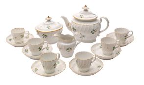 A Barr Worcester porcelain part tea service of spiral fluted form,