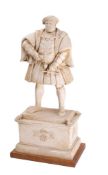 A plaster model of Henry VIII mounted on a rectangular base with Tudor Rose and Portcullis motifs,