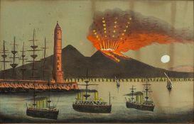 Neapolitan School (late 19th century) in the style of Girolamo Gianni Two views of Vesuvius