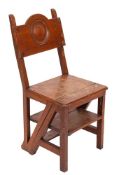 A Victorian mahogany library step chair,