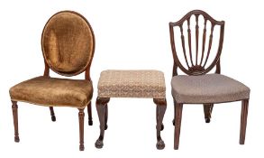 A carved walnut and tapestry upholstered long stool in George II taste, 46cm high,