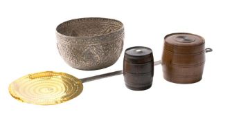 A Burmese silver bowl with embossed deity decoration, 20cm diameter, 361gms, 11.