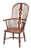 A yew and elm Windsor elbow chair,