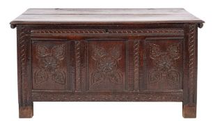 A Charles II oak coffer,