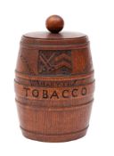 A Victorian oak tobacco barrel,
