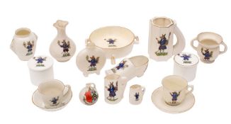 A collection of china Trusty Servant and Winchester College 'crested' wares,