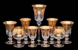 An extensive suite of SC Line [Same Decorazione] drinking glasses with applied gold decoration.