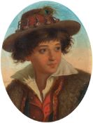 Italian School (19th century) Portraits of a peasant boy and girl from Ciociaria (a pair) one