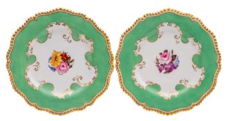 A pair of Flight, Barr & Barr Worcester dessert plates each of scalloped gadrooned form,