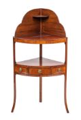 A George III mahogany bowfront corner washstand, late 18th century,