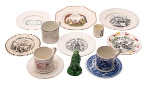 A mixed lot of 19th century childrens' nursery and other ceramics including eight plates including