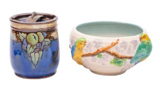 A Clarice Cliff bowl and a Royal Doulton tobacco jar,