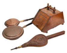 A pair of late Victorian carved wood bellows with dolphin decoration,