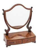 A George III mahogany and line inlaid dressing table mirror,