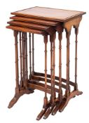 A nest of four walnut quartetto tables in George III style,