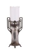 A WMF Art Nouveau period silvered pewter vase, stamped mark, of cylindrical outline,