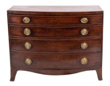 A George III mahogany bow front chest of drawers,