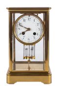 Japy Frères, a French brass four-glass mantel clock,