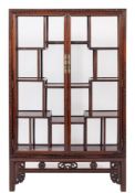 A Chinese stained hardwood display cabinet,