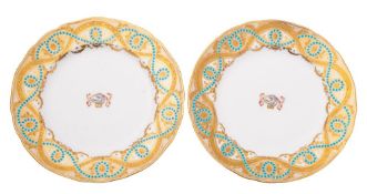 A pair of late 19th century English armorial porcelain plates,