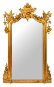 A carved and gilt pine framed wall mirror in 18th century taste, probably Italian,