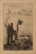 Camille Pissarro (1830-1903) Père Pascal, 1889 limited edition drypoint etching 10 x 6cm.