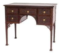 A mahogany kneehole writing table or lowboy in 18th century taste,