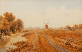 William Turner of Oxford (1789-1862) River landscape scene near Stratford indistinctly signed lower